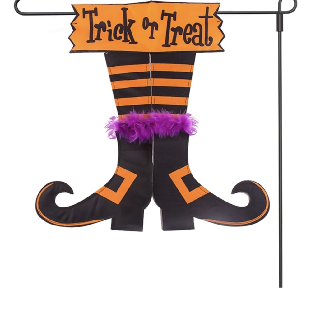 ~Trick Or Treat Garden Flag Witch Legs Double Sided Brand new